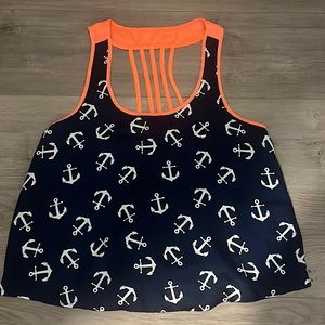 Navy blue anchor tank